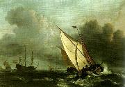 willem van de velde  the younger a rising gale oil on canvas